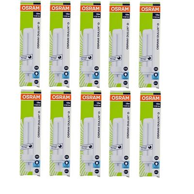 Osram [10-Pack] 2 -Pin 18W Dulux D 865-Energy Saving Cool Day Light Colour Fluorescent Lamp