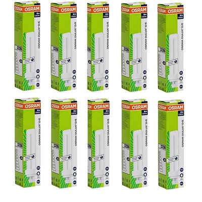 Osram [10-Pack] 4 -Pin 18W Dulux D/E 840-Energy Saving Cool White Colour Fluorescent Lamp