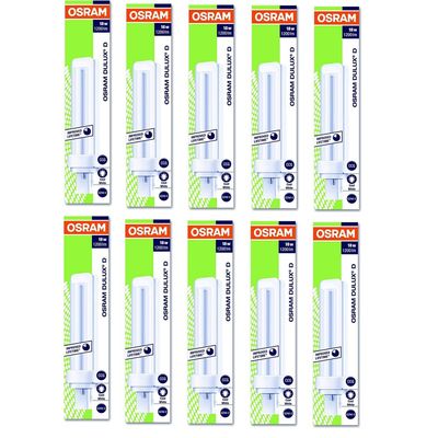 Osram [10-Pack] 2 -Pin 18W Dulux D 840-Energy Saving Cool White Colour Fluorescent Lamp