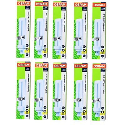 Osram [10-Pack] 4 -Pin 18W Dulux D/E 830-Energy Saving Warm White Colour Fluorescent Lamp