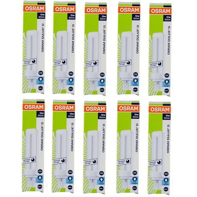 Osram [10-Pack] 2 -Pin 13W Dulux D 865-Energy Saving Cool Day Light Colour Fluorescent Lamp