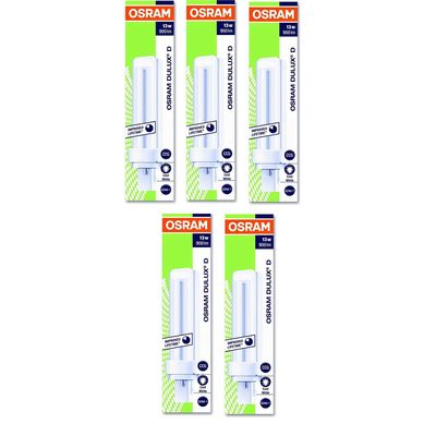 Osram [5-Pack] 2 -Pin 13W Dulux D 840-Energy Saving Cool White Colour Fluorescent Lamp