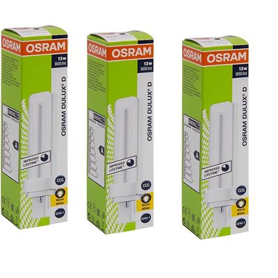 Osram [3-Pack] 2 -Pin 13W Dulux D 830-Energy Saving Warm White Colour Fluorescent Lamp