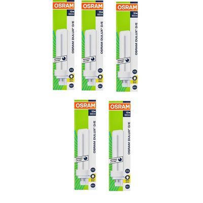 Osram [5-Pack] 4 -Pin 13W Dulux D/E 830-Energy Saving Warm White Colour Fluorescent Lamp