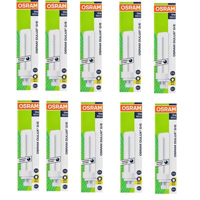 Osram [10-Pack] 4 -Pin 13W Dulux D/E 830-Energy Saving Warm White Colour Fluorescent Lamp