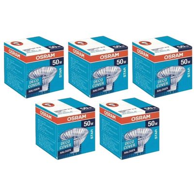Osram [5-PACK] Halogen 50W GU5.3 12V 36° 44870 WFL Decostar 50 Watt lamp warm white dimmable [Energy Class B]