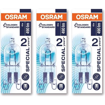 Osram [3-PACK] 40W 240V 450Lm 2700K G9 66740 Halopin Oven Rated Halogen Lamp [Energy Class E] - 2000H Life