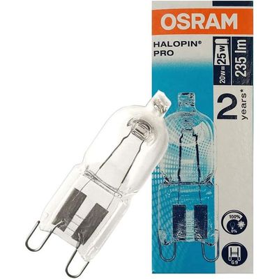 Osram Halopin Pro | 230 V Halogen Lamps 20W, 66720 Base G9, Warm White/2700K - 235 Lm