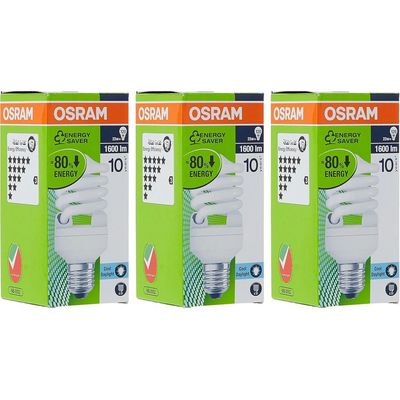 Osram [3-PACK] Duluxstar Mini Twist Compact Fluorescent Integrated, Spiral Shape (23W) Screw, Base- E27, 1600 lm - Day Light 6500K /Energy Class A