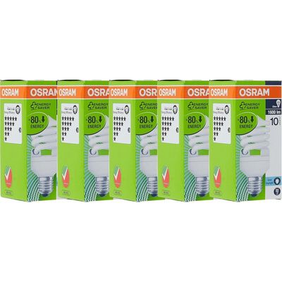 Osram [5-PACK] Duluxstar Mini Twist Compact Fluorescent Integrated, Spiral Shape (23W) Screw, Base- E27, 1600 lm - Day Light 6500K /Energy Class A