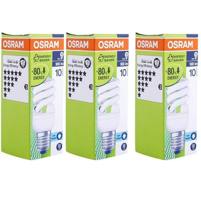 Osram [3-Pack] Spiral Energy Saving 15W Lamp LED Bulb- E27 Cool Day Light