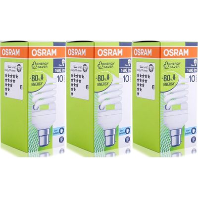 Osram [3-Pack] Energy Saver Twist B22 Spiral Shape Bulb Compact Fluorescent 23W  Bulb Day Light 6500K 