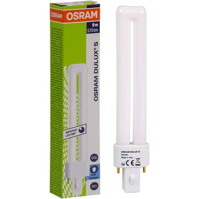 Osram [1-PACK] Energy-Saving Lamp/Dulux S / G23-Socket /9 Watts 2 Pin/865 / Day Light CFL Bulb