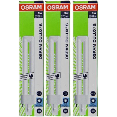 Osram [3-PACK] Energy-Saving Lamp/Dulux S / G23-Socket /9 Watts 2 Pin/865 / Day Light CFL Bulb