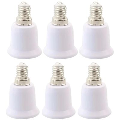 LAVISH [6-PACK] Light Bulb Base Socket Converter, Extended Lamp Adapter, Fireproof Socket, Bulb Converter Fits LED/CFL (E14 To E27)