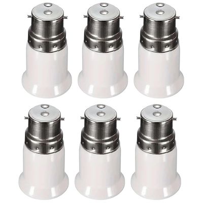 LAVISH [6-PACK] Light Bulb Base Socket Converter, Extended Lamp Adapter, Fireproof Socket, Bulb Converter Fits LED/CFL (B22 TO E27)