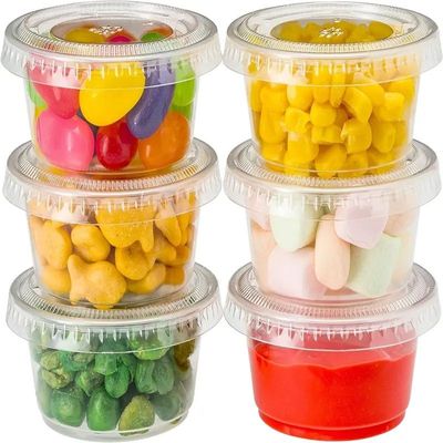 200Pcs Clear Disposable Plastic Portion 4Oz Cups with Lids Size  7.3x4.3 cm