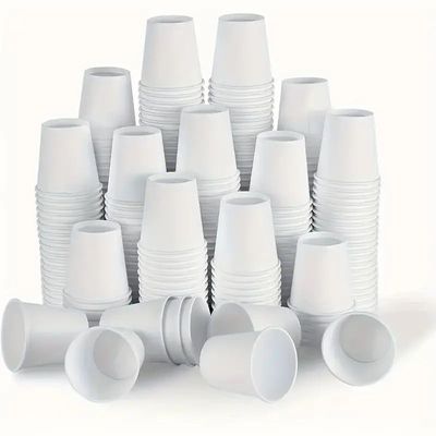 Disposable White Foam Cups Suitable For Hot And Cold Drinks  (8Oz-100 Pack)