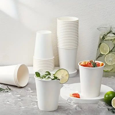 Disposable White Foam Cups Suitable For Hot And Cold Drinks  (8Oz-100 Pack)