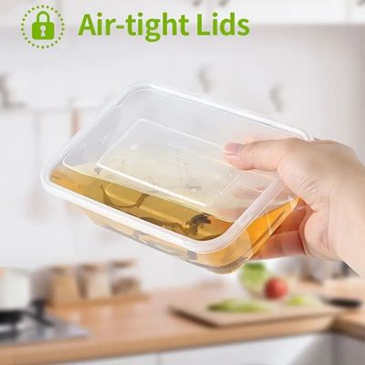 BPA-Free 500ml, 50Pcs Microwave Safe Rectangular Food Storage Containers With Lids Size 17x11x4.5 cm