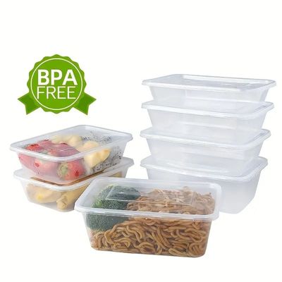 BPA-Free 650ml, 100Pcs Microwave Safe Rectangular Food Storage Containers With Lids  Size 17x11x5 cm