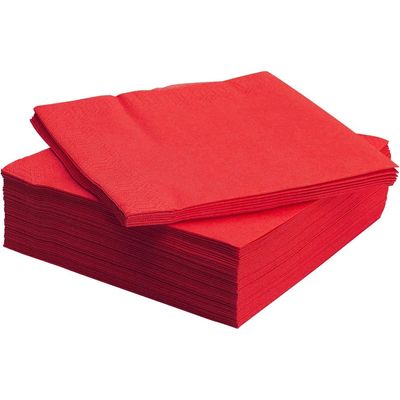 Premium Quality Absorbent Red Paper Table Napkins Size 33 x 33 CM (1 Pack x 50 Sheets)