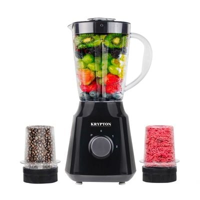 Krypton KNB6136 300W, 3 in 1 Blender - Portable 1.5L Unbreakable Blender Jar with Grinder Cups| Coffee Grinder Jar | Heavy Duty | 2 Years Warranty