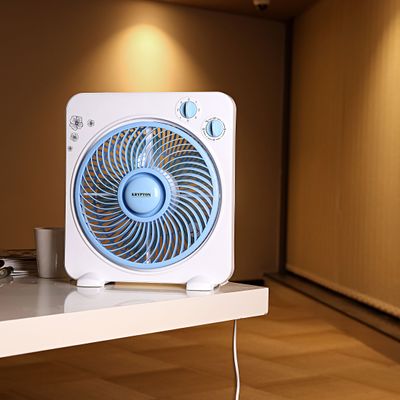 Krypton KNF6025 10'' Box Fan - Powerful Personal Desk Box Fan With Copper Motor | Table Fan for Office, Home (3 Speed) Fan Guard With 60 Minutes Timer