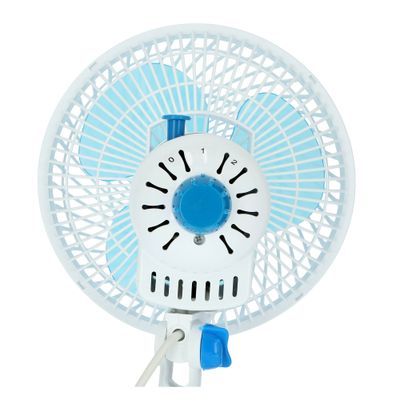 Krypton 8" Table/Clip Fan- KNF6035/ 2-in-1 Use, with 3 Leaf Blades For Strong Wind and 2-Speed Levels/ High Performance Motor For High Speed, with Oscillation/ Ideal for Home, Office, Apartment/ 2 Years Warranty, White and blue 