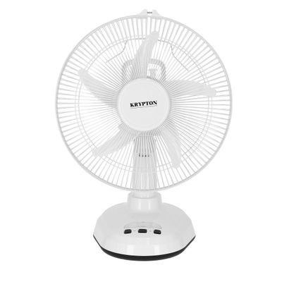 Krypton 12-Inch Table Fan with LED - 2 Speed Settings with Oscillating/Rotating and Static Feature - Electric Portable Desktop Cooling Fan for Desk Home or Office Use