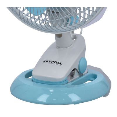 Krypton 2-IN-1 Desk Fan- KNF6116| High Performance Table Fan with 2-Speed Controls and 3 Leaf Blades| Oscillation and Efficient Cooling, Perfect for Home and Office Use| High Quality 30W Motor for High Speed Wind| 2 Years Warranty, Blue and White