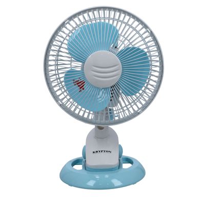 Krypton 2-IN-1 Desk Fan- KNF6116| High Performance Table Fan with 2-Speed Controls and 3 Leaf Blades| Oscillation and Efficient Cooling, Perfect for Home and Office Use| High Quality 30W Motor for High Speed Wind| 2 Years Warranty, Blue and White