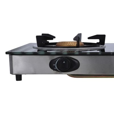 Krypton Gas Cooker- KNGC6002N| Stainless Steel Frame and Tray, Double Burner Gas Stove with Low Gas Consumption and Improved Gas Flow for Efficient Heating| Auto Ignition System, LPG Gas Stove| Black, 2 Years Warranty