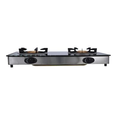 Krypton Gas Cooker- KNGC6002N| Stainless Steel Frame and Tray, Double Burner Gas Stove with Low Gas Consumption and Improved Gas Flow for Efficient Heating| Auto Ignition System, LPG Gas Stove| Black, 2 Years Warranty