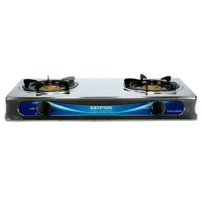 Krypton Stainless Steel Double Gas Burner with  2 Burners | KNGC6034 | Stainless Steel Frame | Low Gas Consumption| Efficient Heating Gas Burner 