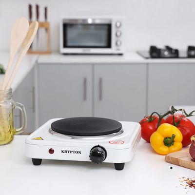 Krypton KNHP5305 1000W Single Burner Hot Plate for Flexible Precise Table Top Cooking - Cast Iron Heating Plate - Portable Electric Hob with Temperature Control for Home, Camping & Caravan Cooking | 2 Years Warranty