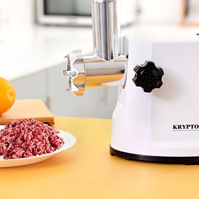 Krypton KNMG6080 1200W Meat Grinder, Electric Aluminum Gearbox, 3 Metal Cutting Plates, Accessories, Metal Gears, Stainless Steel Blade - 2 Years Warranty