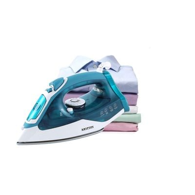 Krypton KNSI6053 Steam Iron 2000W - Non-Stick Soleplate Steam Iron, Powerful Wet & Dry Steam Iron with Self Clean Function | Portable Light Weight Thick Coating | Adjustable Temperature - Pilot Indicator Lamp - Overheat Protection 