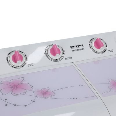 Semi-Automatic Washing Machine, 7.5kg, KNSWM6124 | Big Pulsator | Classic Design, Highly Efficient | Lower Noise | Working Smoothly | Rust Proof Plastic Body | Powerful Motor