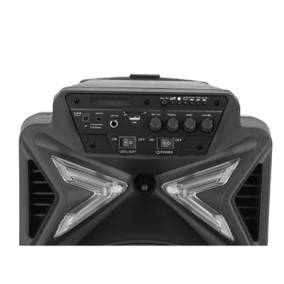 Krypton Portable & Rechargeable Professional Speaker - Comfortable Handle with Rolling Wheels | USB, SD Card, FM, Mic, Bluetooth & Remote | LED Disco Light | Party Speaker | 2 Years Warranty