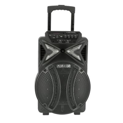 Krypton Portable & Rechargeable Professional Speaker - Comfortable Handle with Rolling Wheels | USB, SD Card, FM, Mic, Bluetooth & Remote | LED Disco Light | Party Speaker | 2 Years Warranty