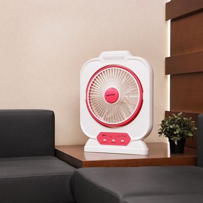 Krypton 12'' Rechargeable Box Fan - Personal Desk Fan with - Personal Desk Fan with LED Night Light - Electric USB Fan for Office, Home & Travel Use - 10 Hours Working | 2 Years Warranty