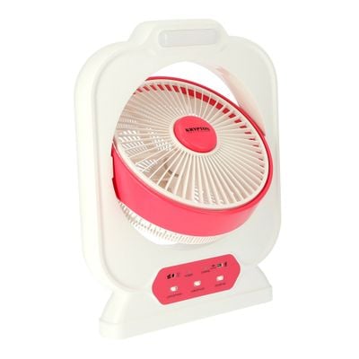 Krypton 12'' Rechargeable Box Fan - Personal Desk Fan with - Personal Desk Fan with LED Night Light - Electric USB Fan for Office, Home & Travel Use - 10 Hours Working | 2 Years Warranty