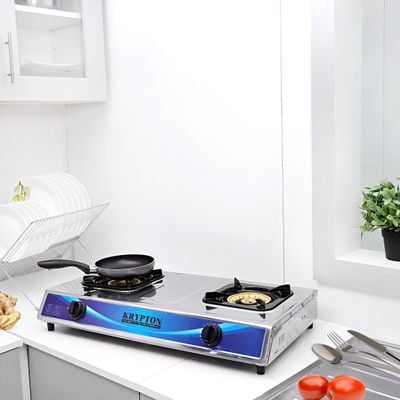 Krypton Stainless Steel Double Gas Burner-stainless steel frame 2 Burner - Gas Hob Cooker - Auto Ignition