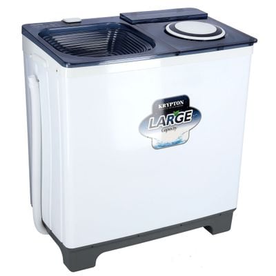 Krypton 9.8 KG Twin Tub Semi-Automatic Washing Machine- KNSWM6186| Fully Knob Control, 770W Semi-Automatic Top Load Washing Machine, Spin Capacity: 6 KG| Low Noise, Efficient Performance| White