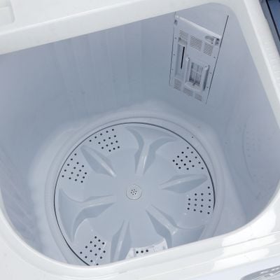 Krypton 9.8 KG Twin Tub Semi-Automatic Washing Machine- KNSWM6186| Fully Knob Control, 770W Semi-Automatic Top Load Washing Machine, Spin Capacity: 6 KG| Low Noise, Efficient Performance| White