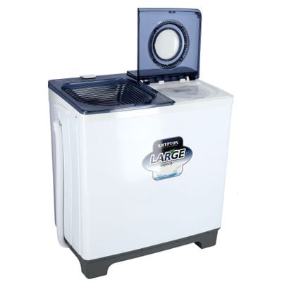 Krypton 9.8 KG Twin Tub Semi-Automatic Washing Machine- KNSWM6186| Fully Knob Control, 770W Semi-Automatic Top Load Washing Machine, Spin Capacity: 6 KG| Low Noise, Efficient Performance| White