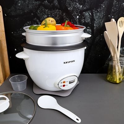 Krypton 1.8 L Rice Cooker with Steamer | KNRC5283 | 700 W | Non-Stick Inner Pot, Automatic Cooking, Easy Cleaning, High-Temperature Protection - Make Rice & Steam Healthy Food & Vegetables