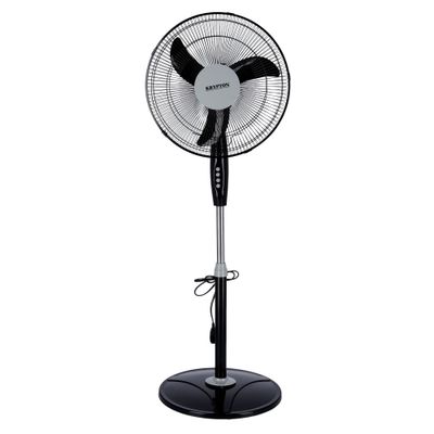 Krypton 16" Stand Fan- KNF6153N| 3 speed fans| 60 mins timer | Pedestal Fan With 5 Leaf Blades For Strong Wind And 3-Speed Levels| High Performance 60W Motor For High Speed Wind| Ideal For Home, Office, Garage, Apartment| 2 Years Warranty, Black 