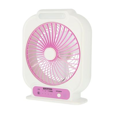 Krypton 8'' Rechargeable Mini Table Fan- Powerful Personal Desk Box Fan | Table Fan for Office, Home (3 Speed) | 2 Years Warranty